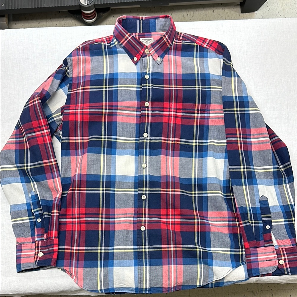 Plaid Button-Down Shirt - Red and Blue